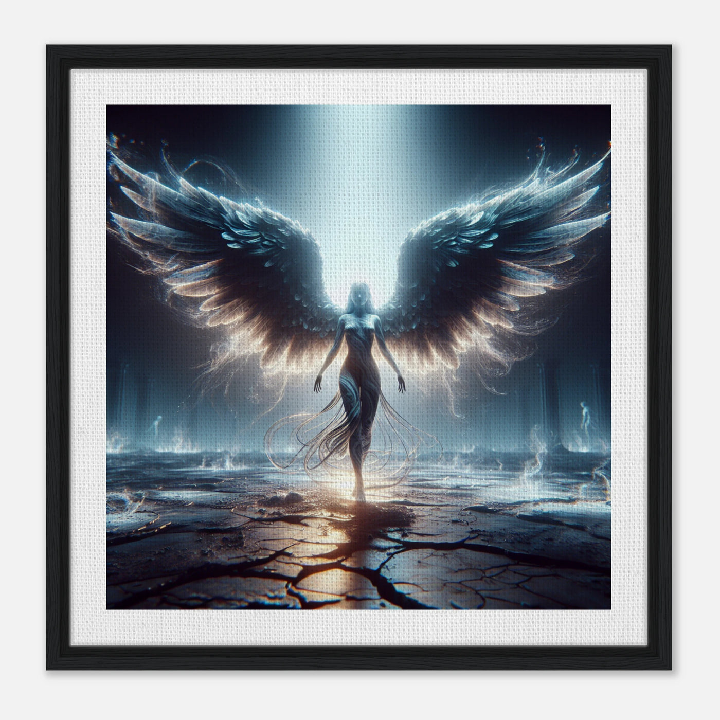 Gerahmte Leinwand: Last Day on Earth, Engel auf der zerstörten Erde, verkörpert Abschied und Neuanfang, emotionale Wanddekoration für Wohnzimmer und kreative Studios