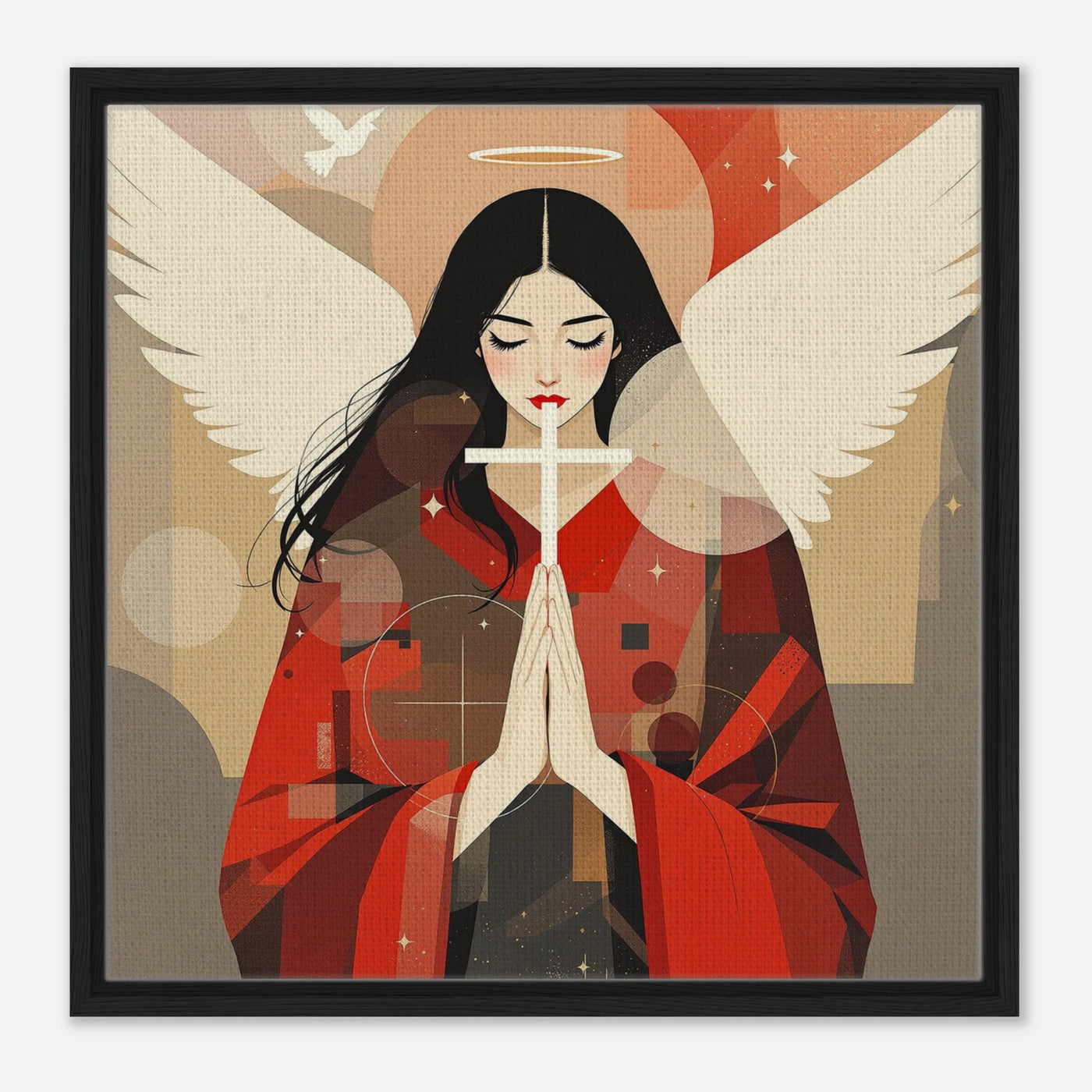 Betender katholischer Engel mit Heiligenschein