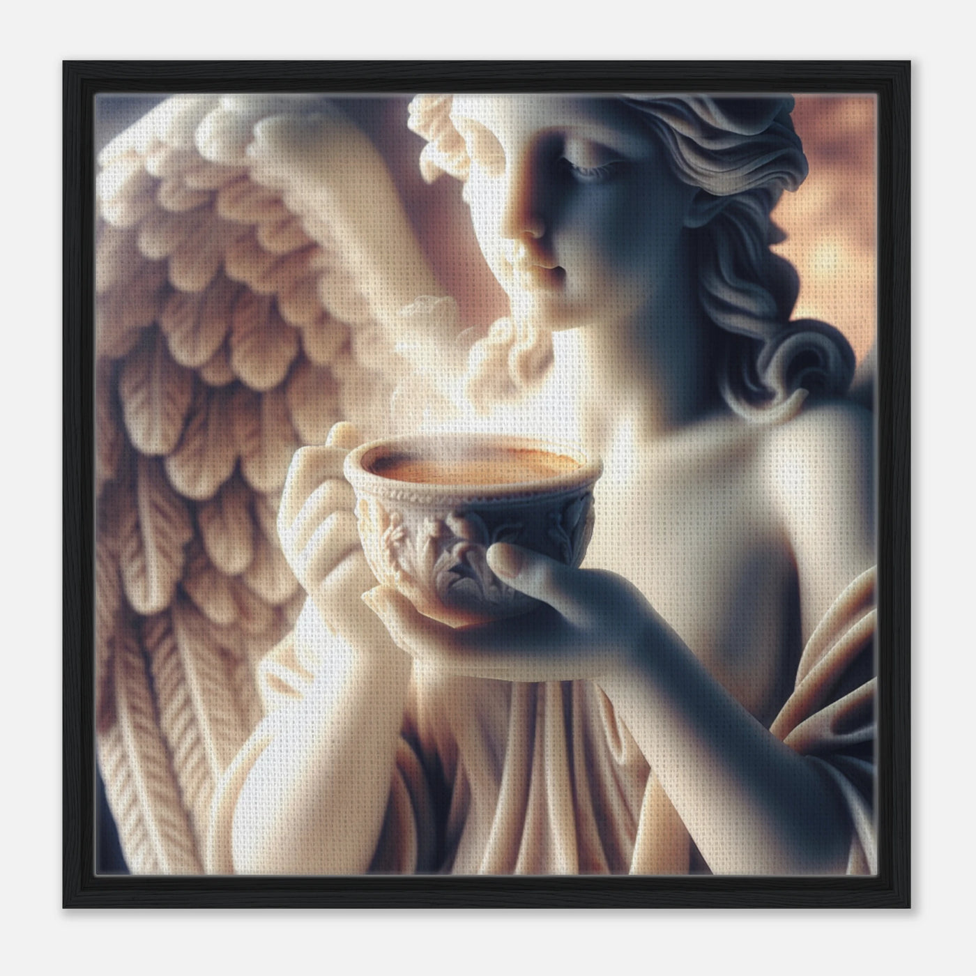 Gerahmte Leinwand für den Pausenraum oder die Kaffee Küche - Kaffeeliebhaber im Barista Himmel