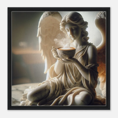 Gerahmte Leinwand für gemütliche Kaffeepause - genussvoller Cappuccino in stilvoller Tasse