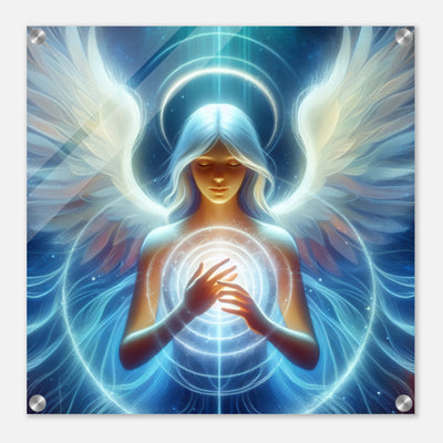 Wohltuende Engelsaura mit strahlendem Herzlicht – heilende Wandkunst in lichtvoller Darstellung