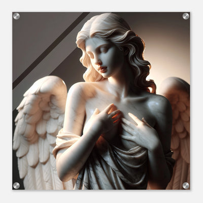 Attraktive Engel Skulptur spielt mit ihren Reizen