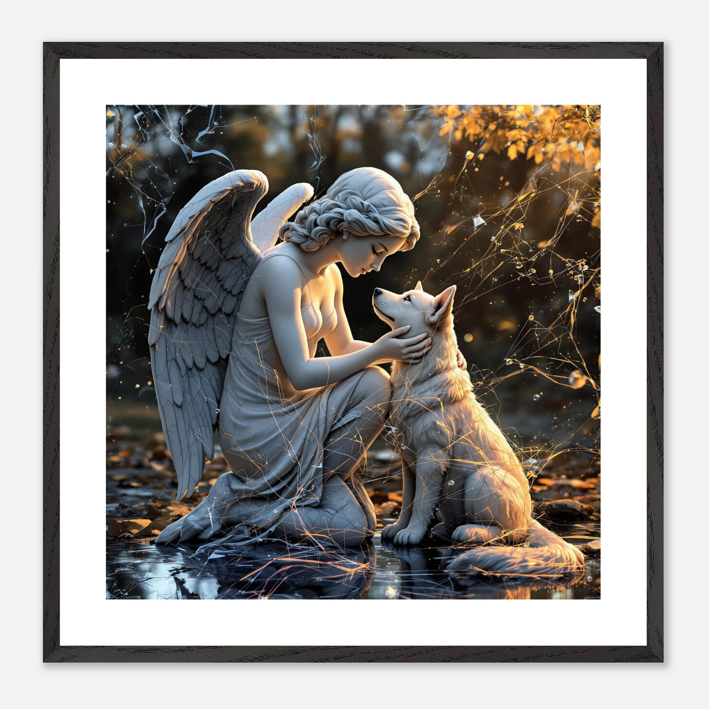 Hundebesitzer geht Gassi mit Hund und streichelt ihn