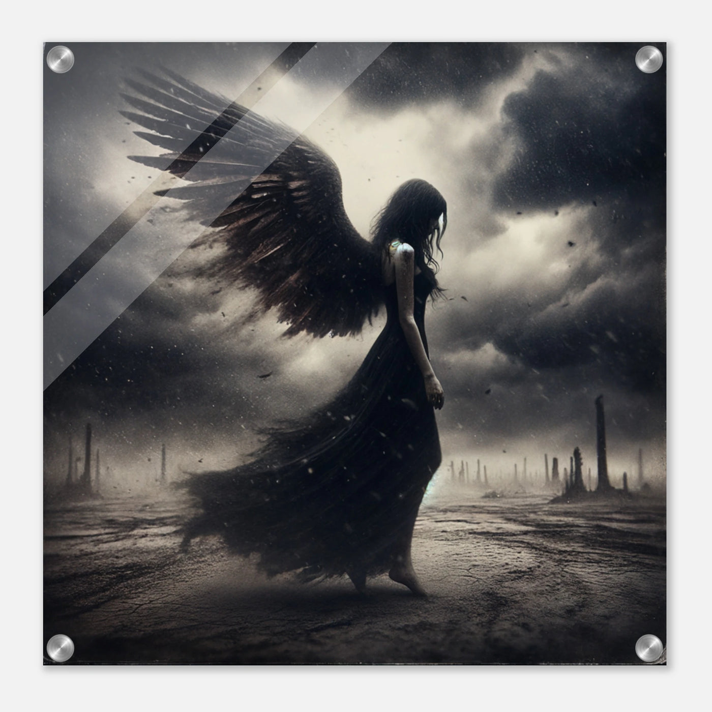 Gemälde - Verführerisch, mystisch, rebellisch und finster schwebt der Engel des Todes über das Schlachtfeld