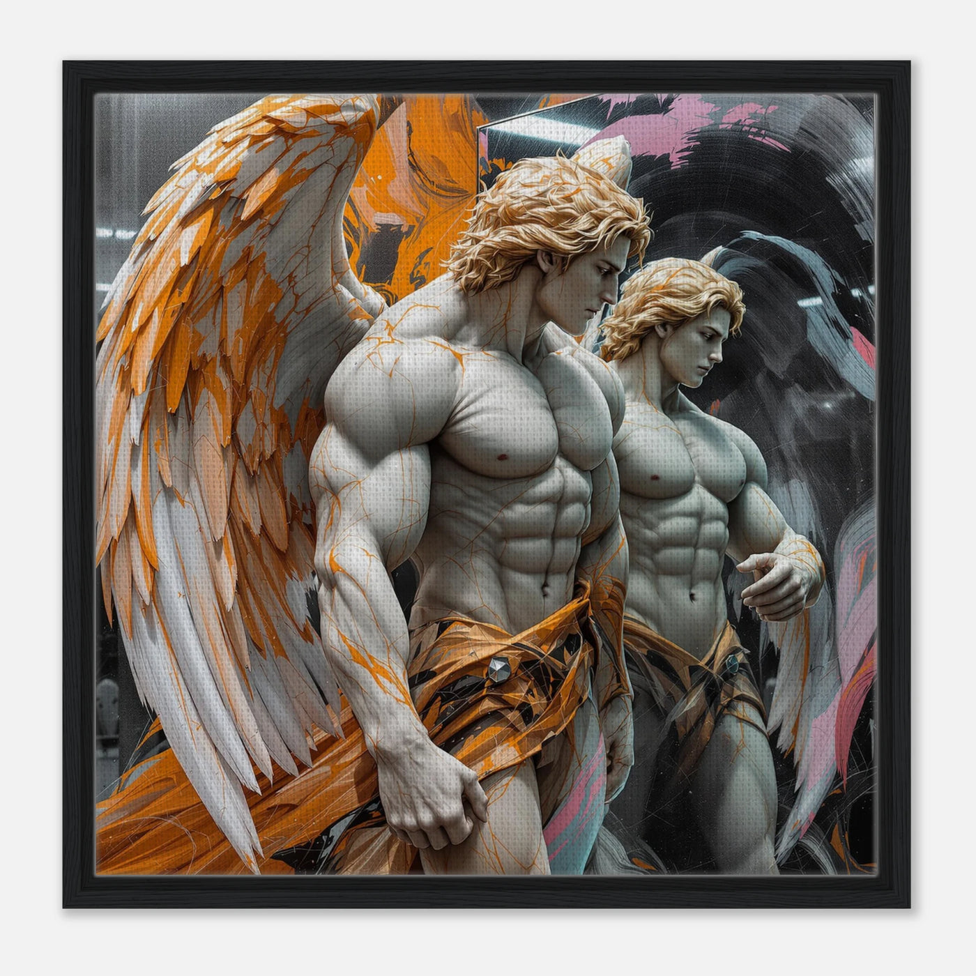 Bodybuilder Posing im Gym Spiegel vor einem Wettkampf