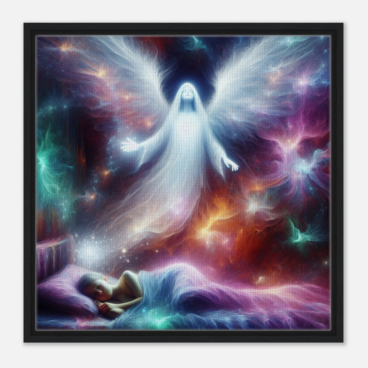 Buntes Engelbild: der Traumwächter wacht im Schlaf