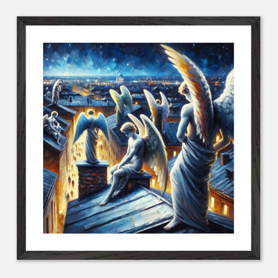 Heilige Schutzengel über schlafender Stadt – City of Wings Poster, Menschen unter Engelschutz
