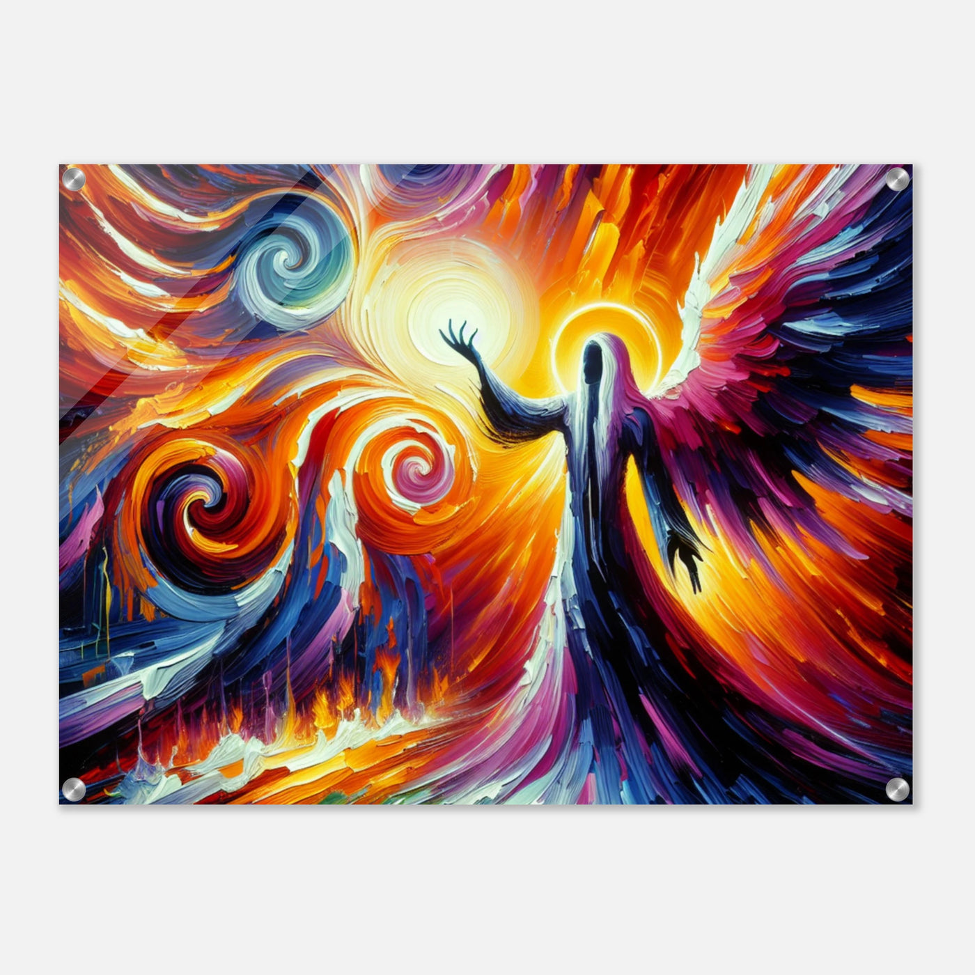 Acrylglasdruck: Mysteriöser Engel beschwört etwas hinauf, künstlerisch und abstrakt, fesselnde Wandkunst für kreative Räume