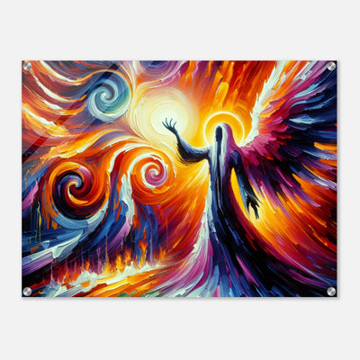 Acrylglasdruck: Mysteriöser Engel beschwört etwas hinauf, künstlerisch und abstrakt, fesselnde Wandkunst für kreative Räume