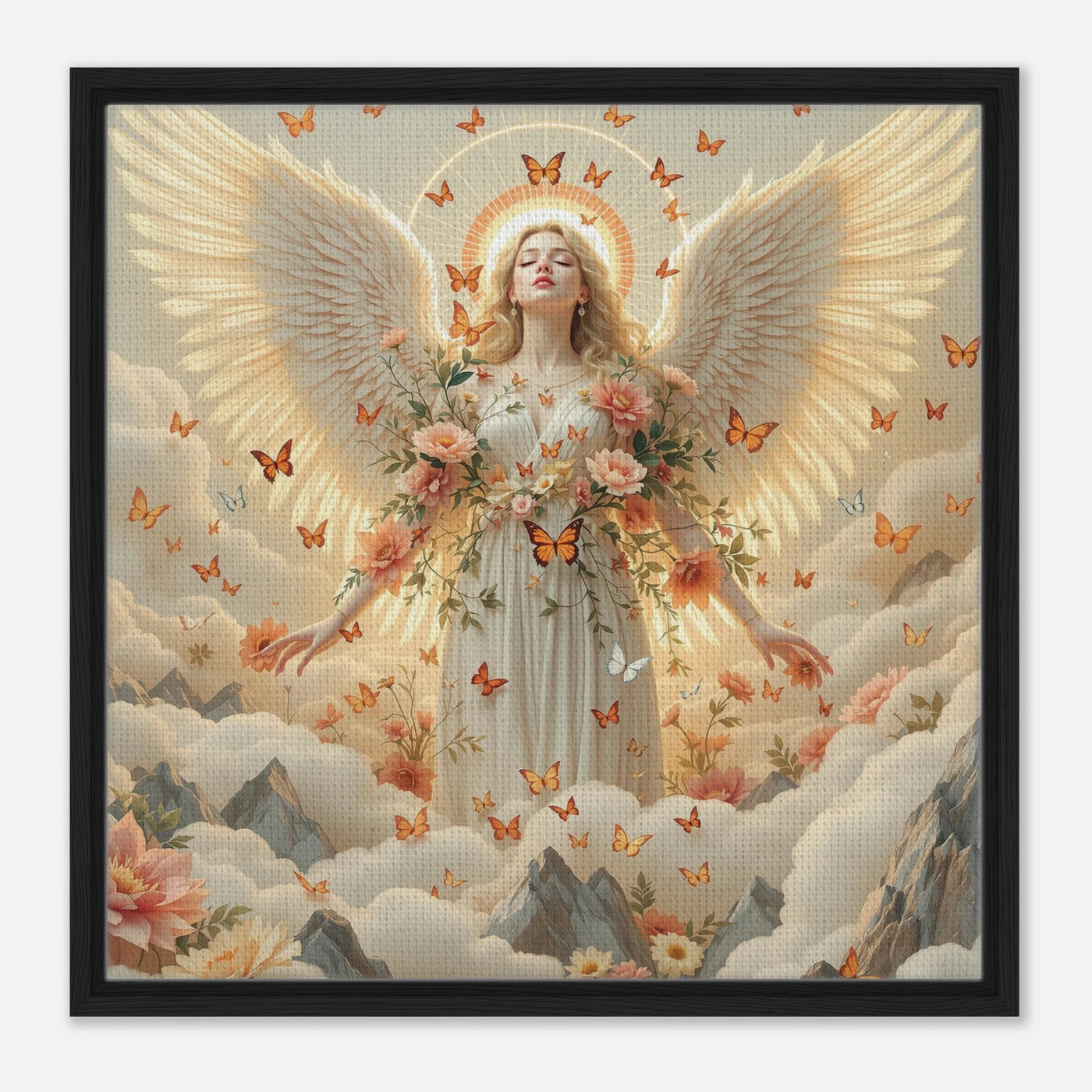 Schutzengel mit Rosen und Schmetterlinge