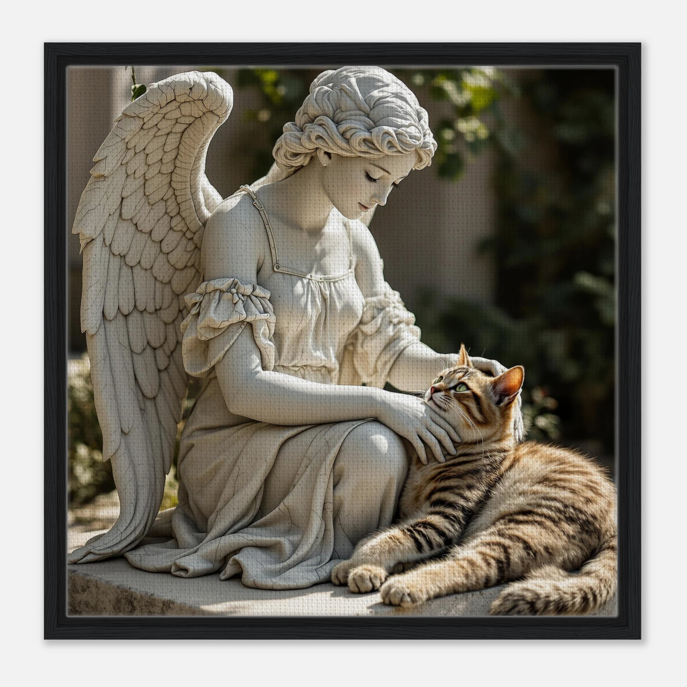 Kater und Marmor Engel in der Natur