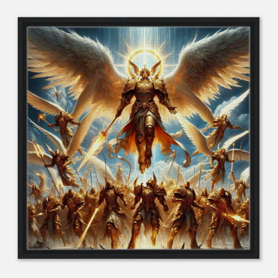 Gerahmte Leinwand: The Celestial Vanguard, Erzengel in der Schlacht, symbolisiert Führung und Mut, inspirierende Wanddekoration für Wohnzimmer und Räume der Motivation